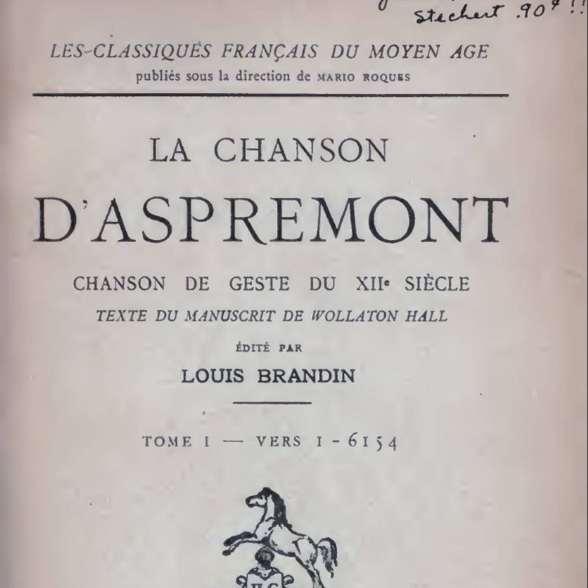 La chanson d'Aspremont