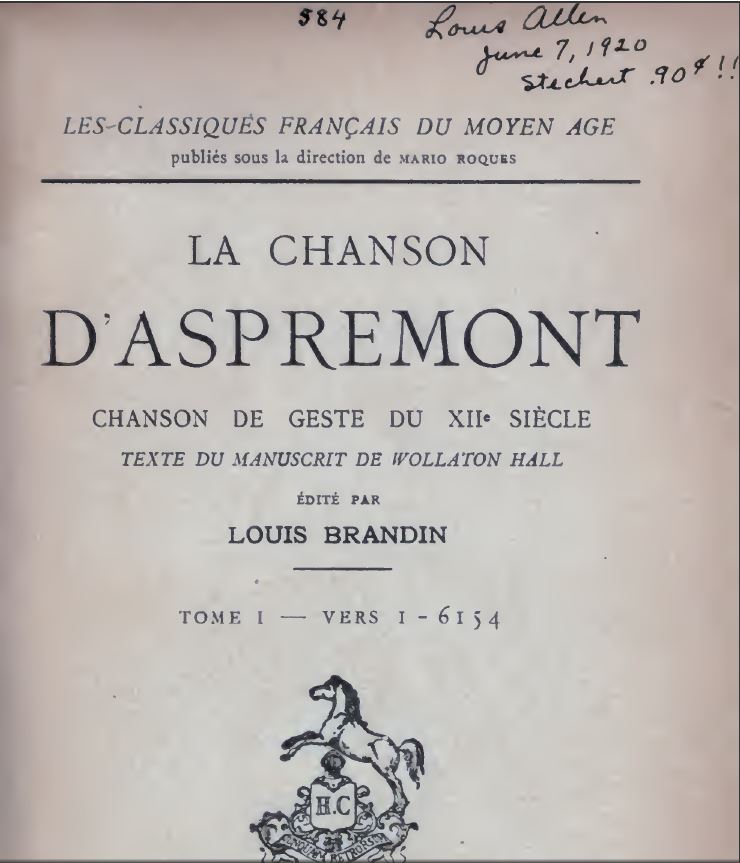 La chanson d'Aspremont